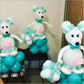 White and Blue Bear Balloon Sculptures